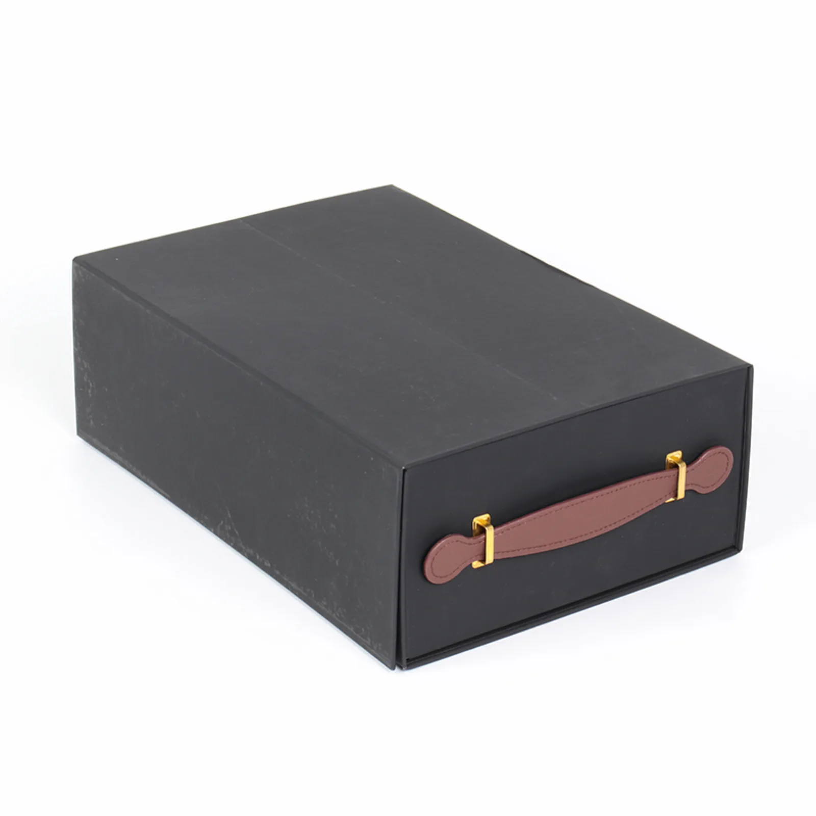 Black Double-Bottle Foldable Wine Gift Box with Magnetic Closure 3
