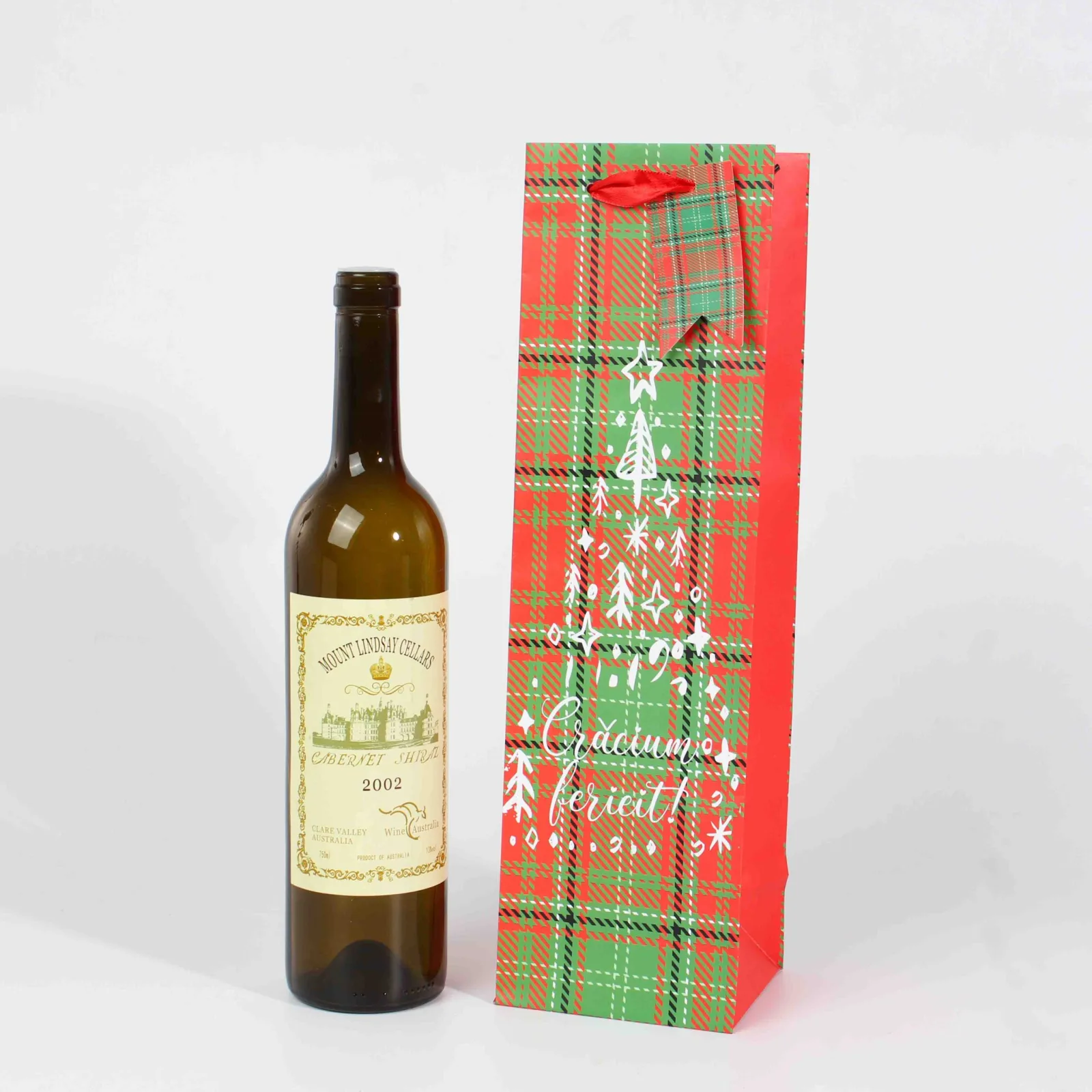 Christmas Wine Gift Bags with Gold Highlights
