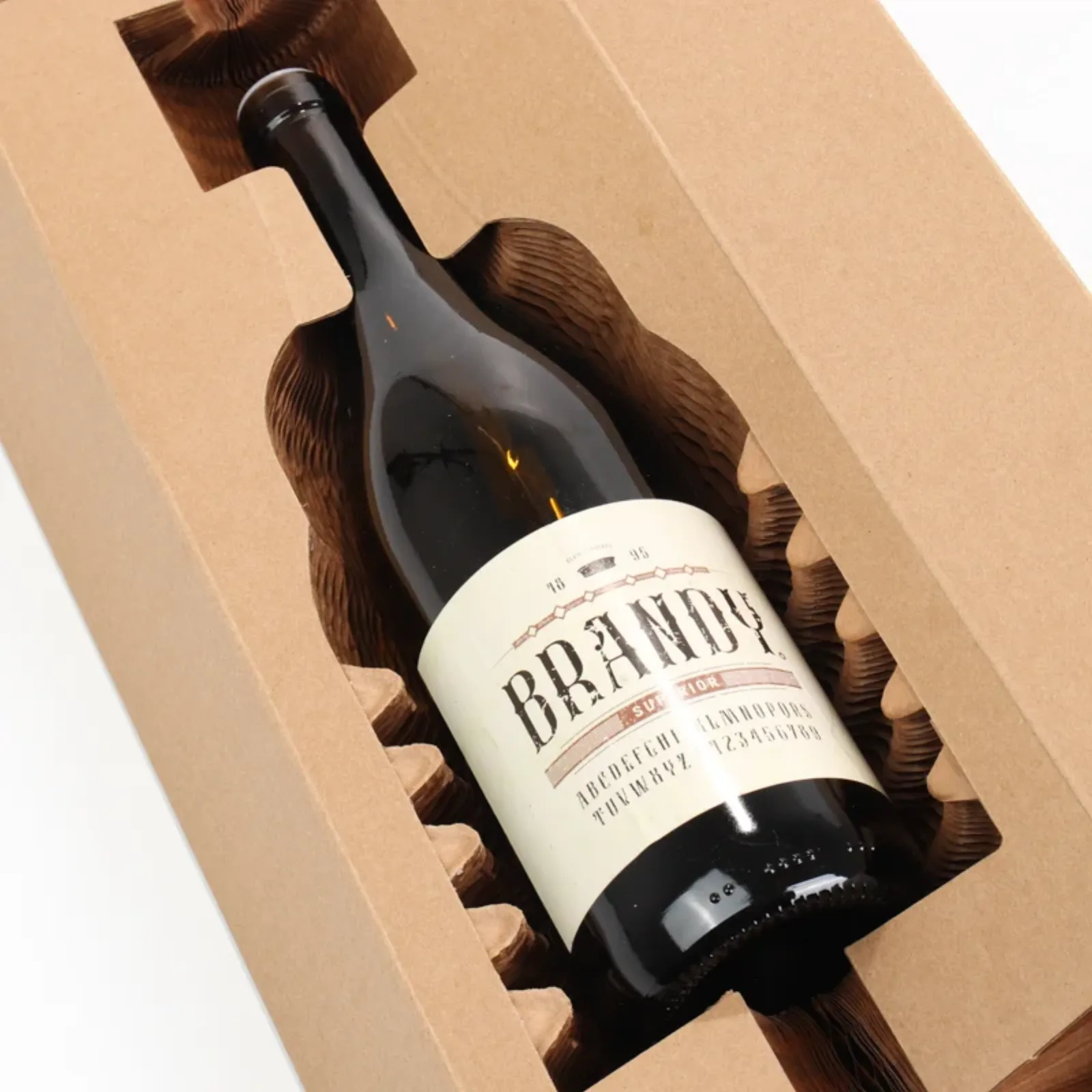 Single-Bottle Corrugated Wine Box with Honeycomb Cushioning