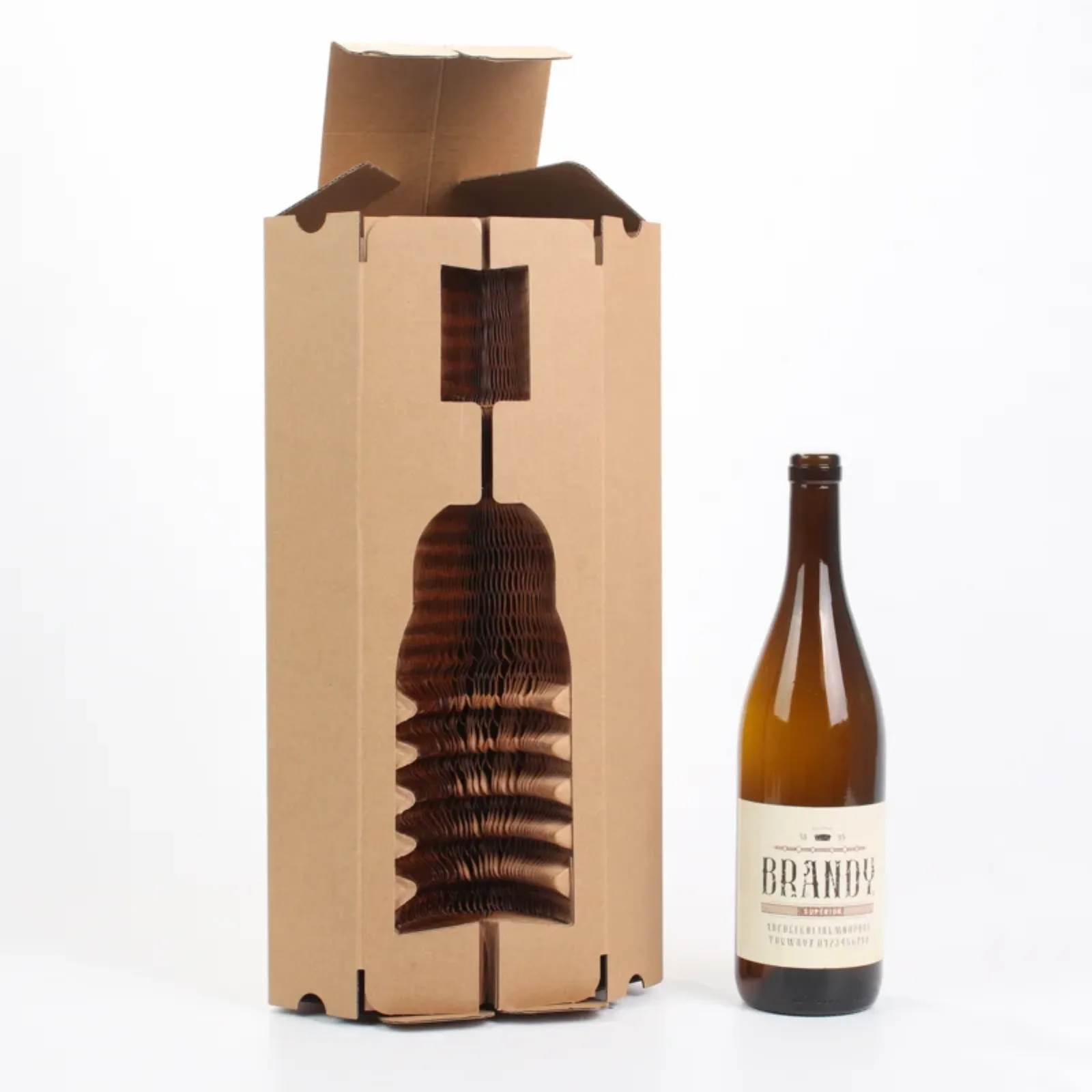 Single-Bottle Corrugated Wine Box with Honeycomb Cushioning 5