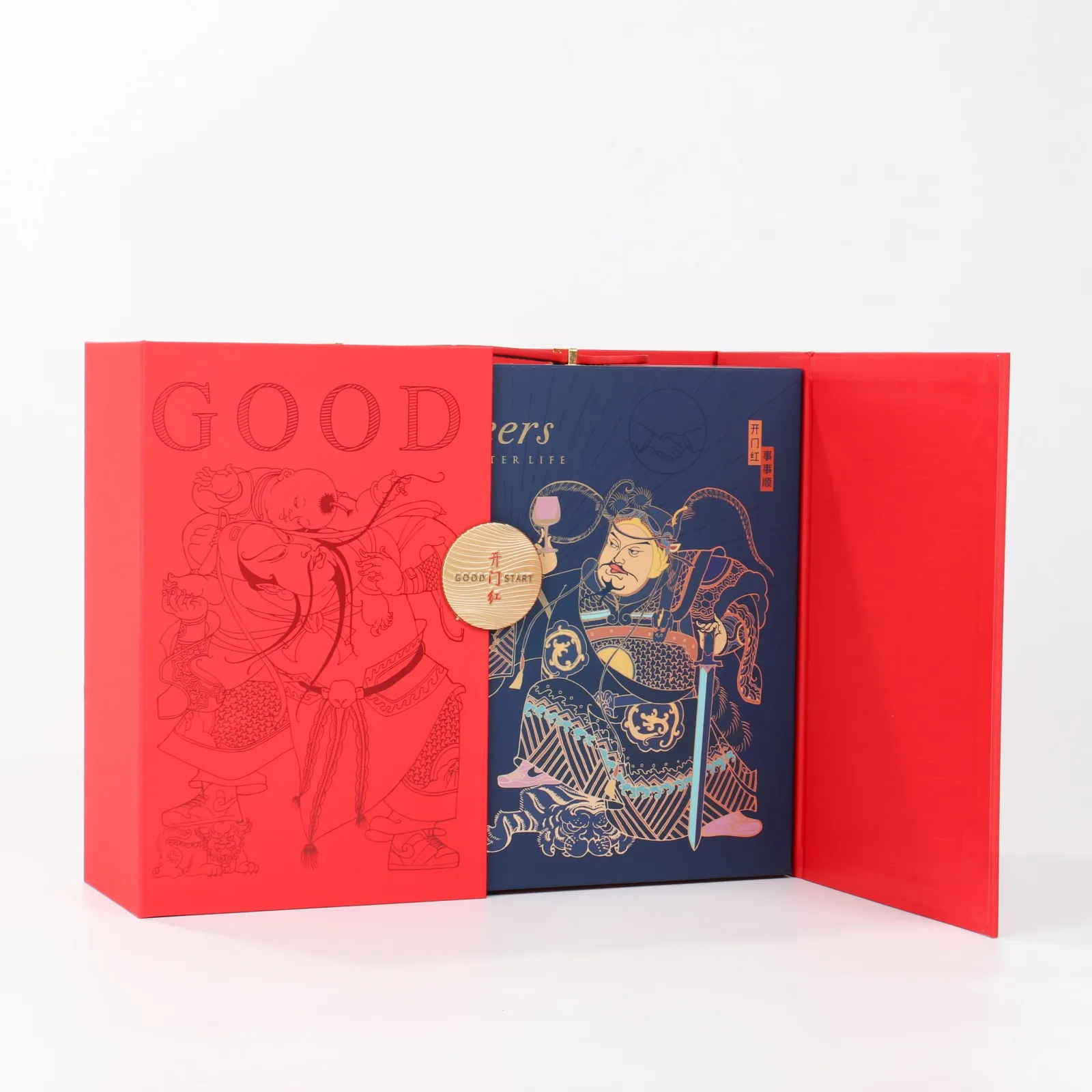 Luxury Double-Bottle Red Wine Gift Box with Double-Door Design