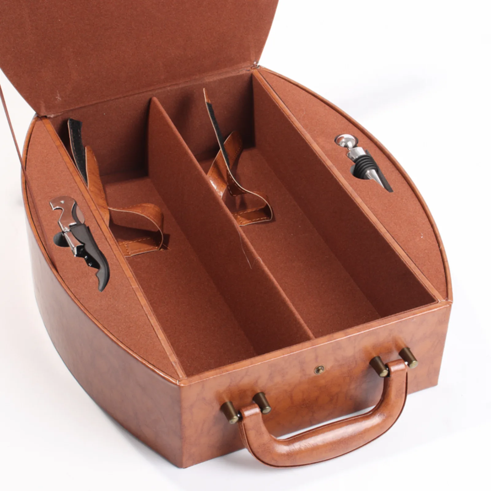 Faux Wood and Leather Double Wine Gift Box 2