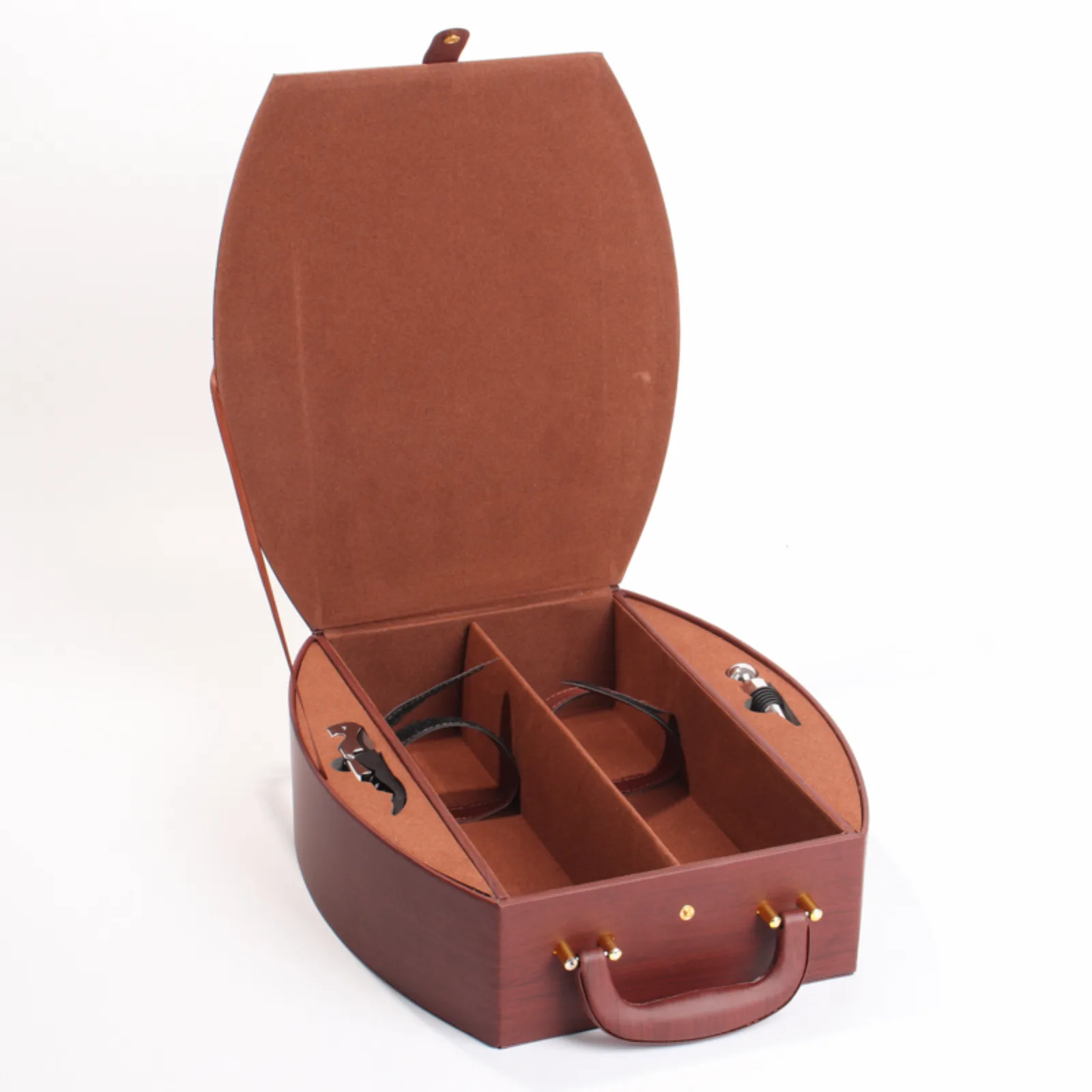 Faux Wood and Leather Double Wine Gift Box 5