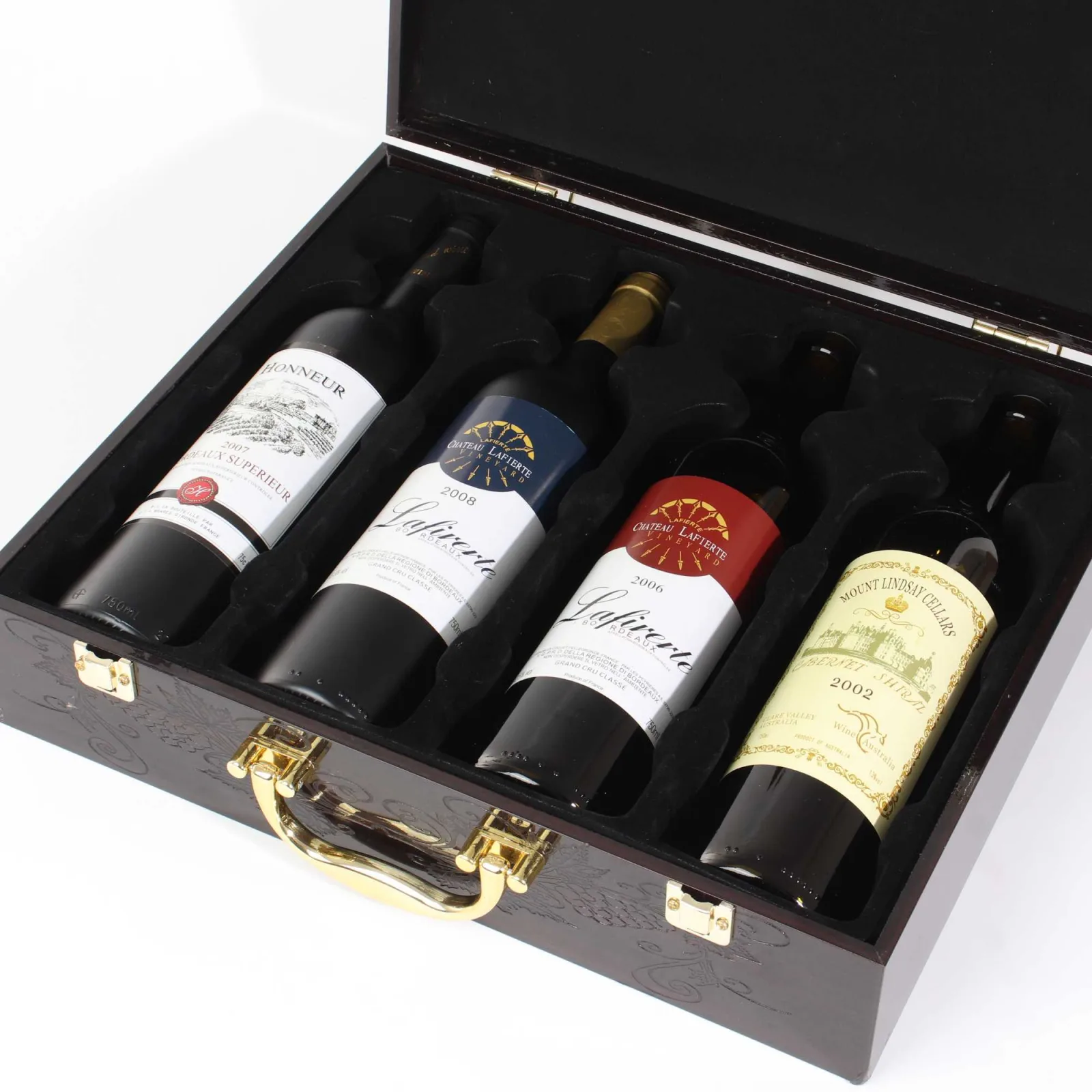4-Bottle Wooden Wine Box with High Gloss Lacquer Finish 2
