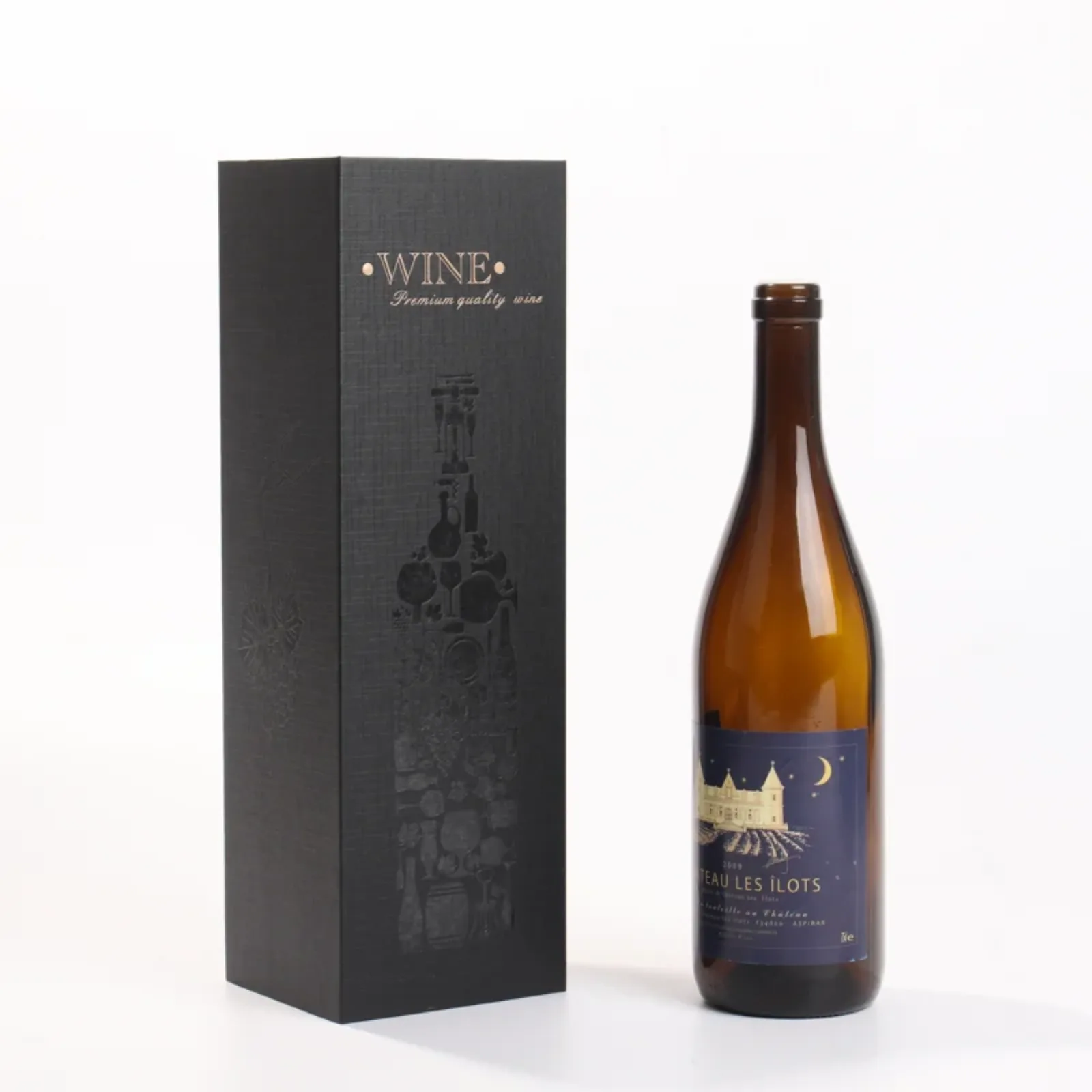 Black Flap-Top Wine Gift Box with Carry Bag 2