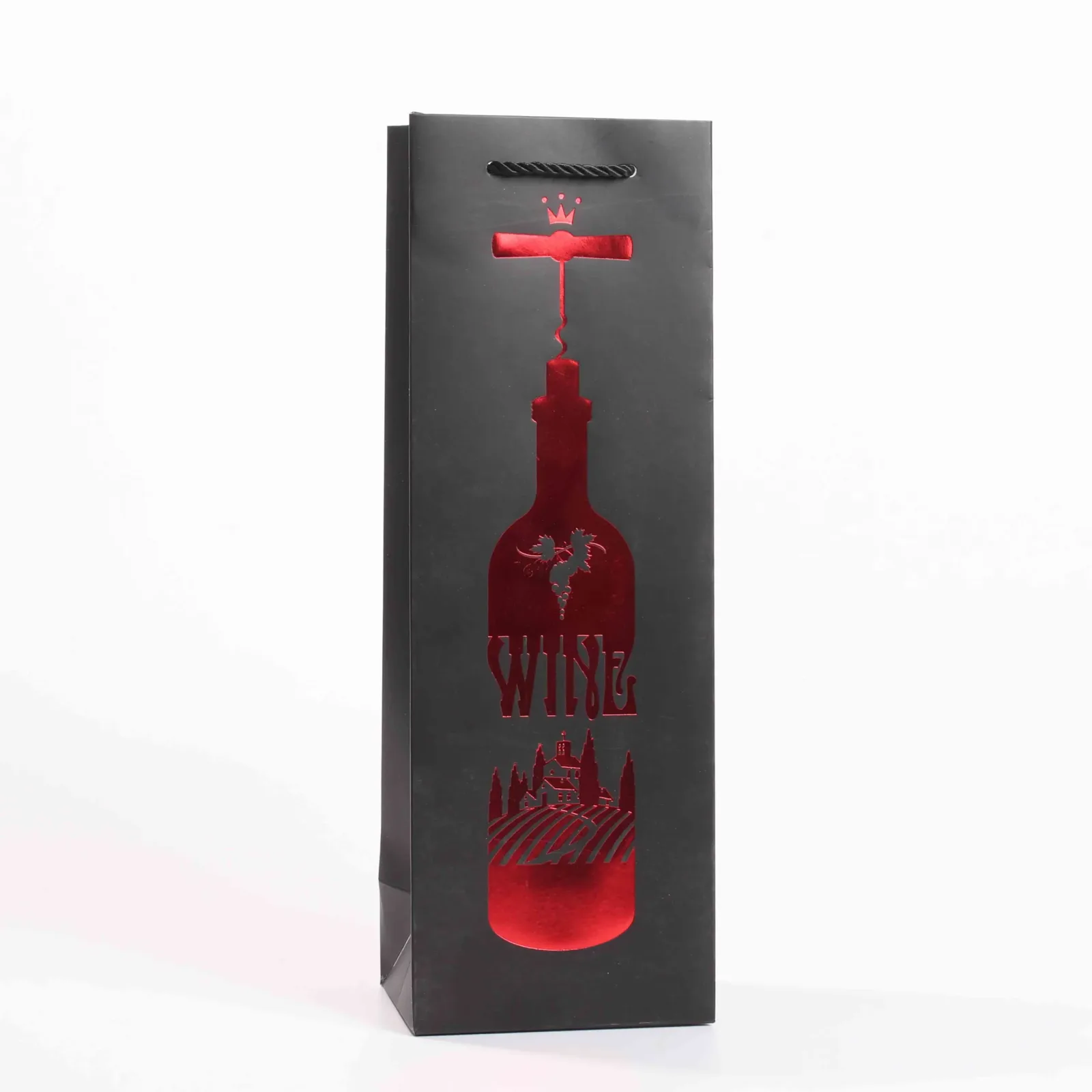 White Cardstock Wine Gift Bag with Foil Stamping 2
