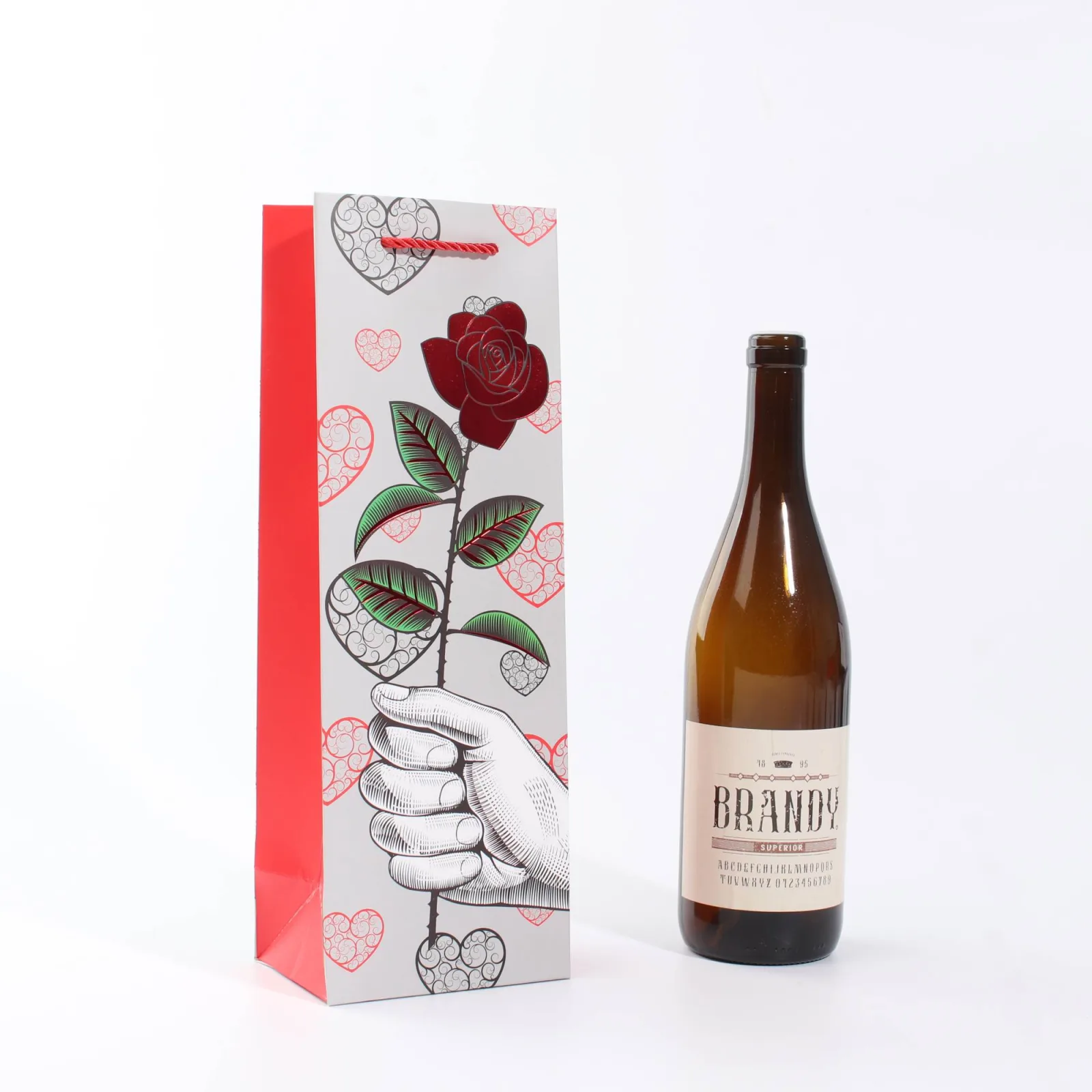 Red Foil Rose Single-Bottle Wine Gift Bag 3