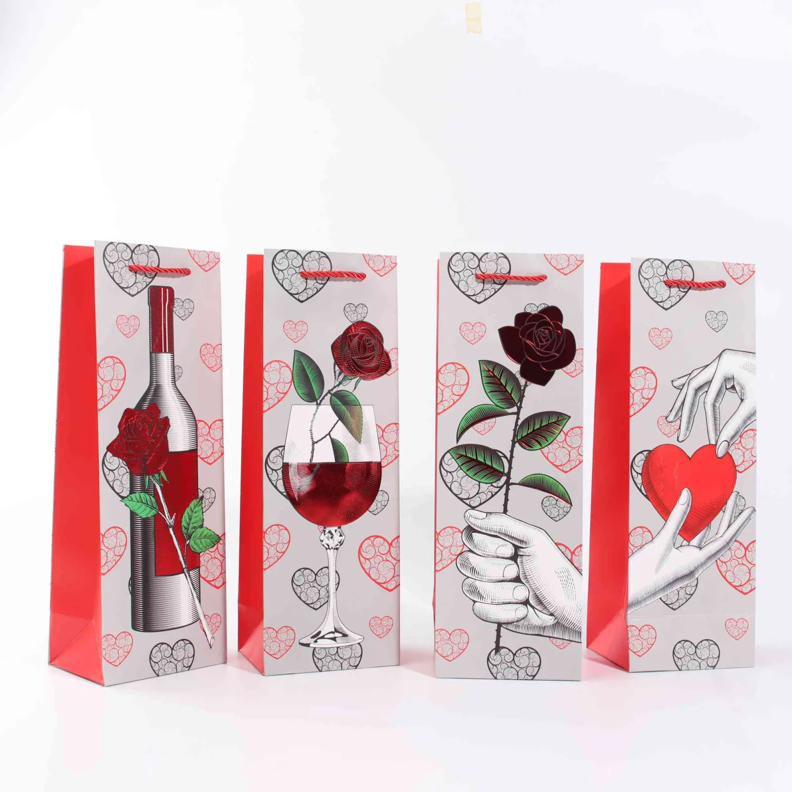 Red Foil Rose Single-Bottle Wine Gift Bag 4